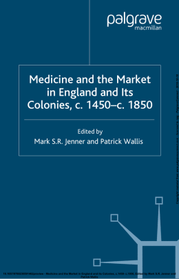 Medicine and the Market in England and Its Colonies, c. 1450–c. 1850