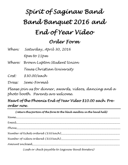 Band Banquet Order Form - Spirit of Saginaw Band