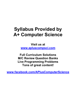 Syllabus Provided by A+ Computer Science