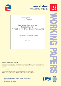 Working Paper no.1 (2 edition) Crisis States Research Centre