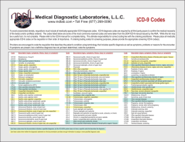 ICD-9 Codes - Medical Diagnostic Laboratories, LLC