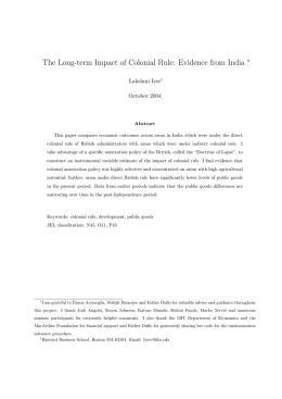 The Long-term Impact of Colonial Rule: Evidence from India