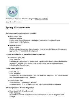 Spring 2014 Awardees - Resource Allocation Program