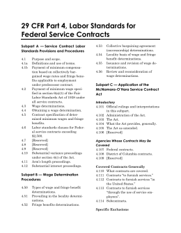 29 CFR Part 4, Labor Standards for Federal Service Contracts