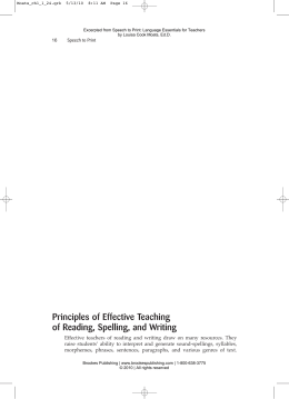 Principles of Effective Teaching of Reading, Spelling, and Writing