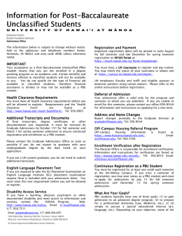 Info for New PBU Students - University of Hawaii at Manoa