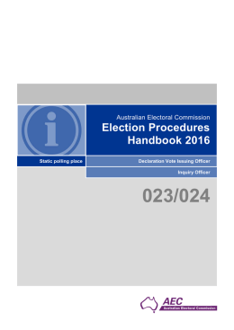 Election Procedures Handbook 2016: Static polling place