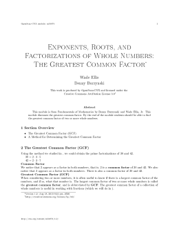 Exponents, Roots, and Factorizations of Whole Numbers: The
