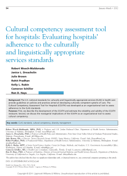 Cultural competency assessment tool for hospitals