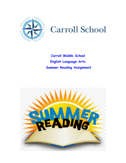 Carroll Middle School English Language Arts Summer Reading