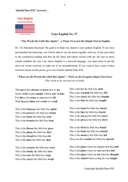 Your English 37 Simple Past Poem - QualityTime-ESL