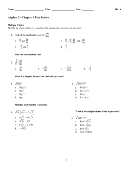 Algebra 2 - Chapter 6 Test Review