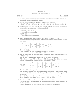 Calculus III Problems from 12.3-12.5, 13.1