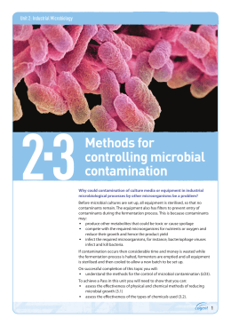 Topic guide 2.3: Methods for controlling microbial contamination
