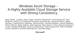 Windows Azure Storage – A Highly Available Cloud Storage Service