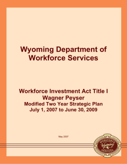 Wyoming Department of Workforce Services Workforce Investment