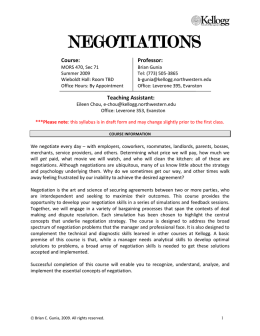 negotiations - Kellogg School of Management