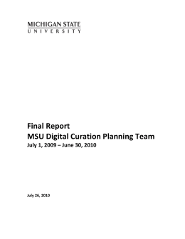 Digital Curation Planning Project Final Report