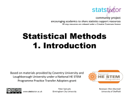 1 Introduction to Statistical Methods