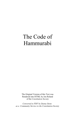 The Code of Hammurabi - Constitution Society