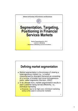 Segmentation, Targeting, Positioning in Financial Services Markets