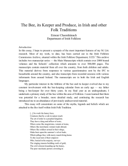 The Bee, its Keeper and Produce, in Irish and other Folk Traditions