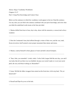 Maniac Magee Vocabulary Worksheets Chapters 33-37