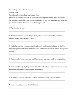 Maniac Magee Vocabulary Worksheets Chapters 38-46
