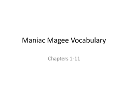 Maniac Magee Vocabulary