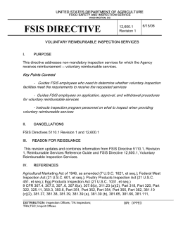 FSIS Directive 12,600.1 - Voluntary Reimbursable Inspection Services