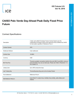 CAISO Palo Verde Day-Ahead Peak Daily Fixed Price Future