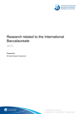 research on the IB from 2013 - International Baccalaureate