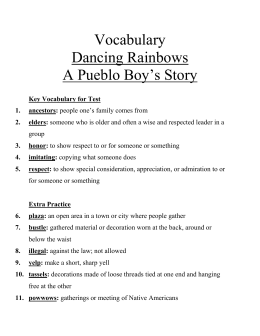 Vocabulary Dancing Rainbows A Pueblo Boy`s Story