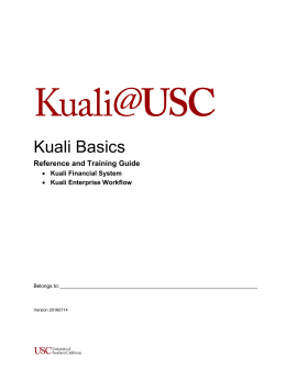 Kuali Basics: Reference and Training Guide