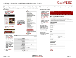 Adding a Supplier to KFS Quick Reference Guide