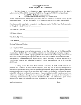 Laptop Application Form for the Maryland Bar