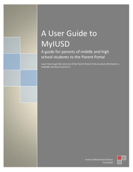 A User Guide to MyIUSD - Irvine Unified School District