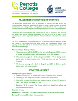 PLACEMENT EXAMINATION INFORMATION