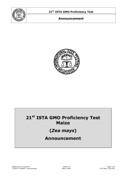 Announcement of the 21st ISTA GMO Proficiency Test