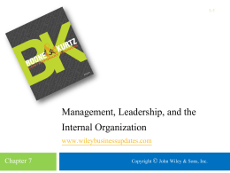 Management, Leadership, and the Internal Organization