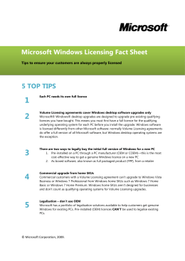 Microsoft Windows Licensing Fact Sheet