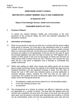 Consumer Rights Act 2015 - Derbyshire County Council