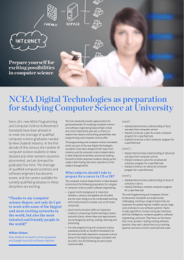 NCEA Digital Technologies as preparation for studying Computer