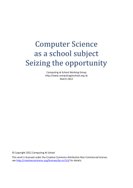 Computer Science as a school subject Seizing the opportunity