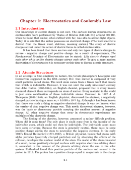 Chapter 2: Electrostatics and Coulomb`s Law