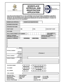 workplace approval and registration application