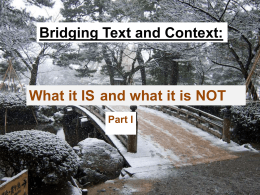 Bridging Text and Context: What it IS and what it is NOT