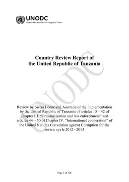 Country Review Report of the United Republic of Tanzania