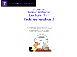 Code Generation I - NYU Computer Science