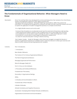 The Fundamentals of Organizational Behavior. What Managers